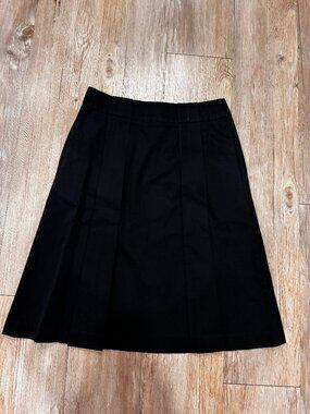 womens black pleated skirt knee length